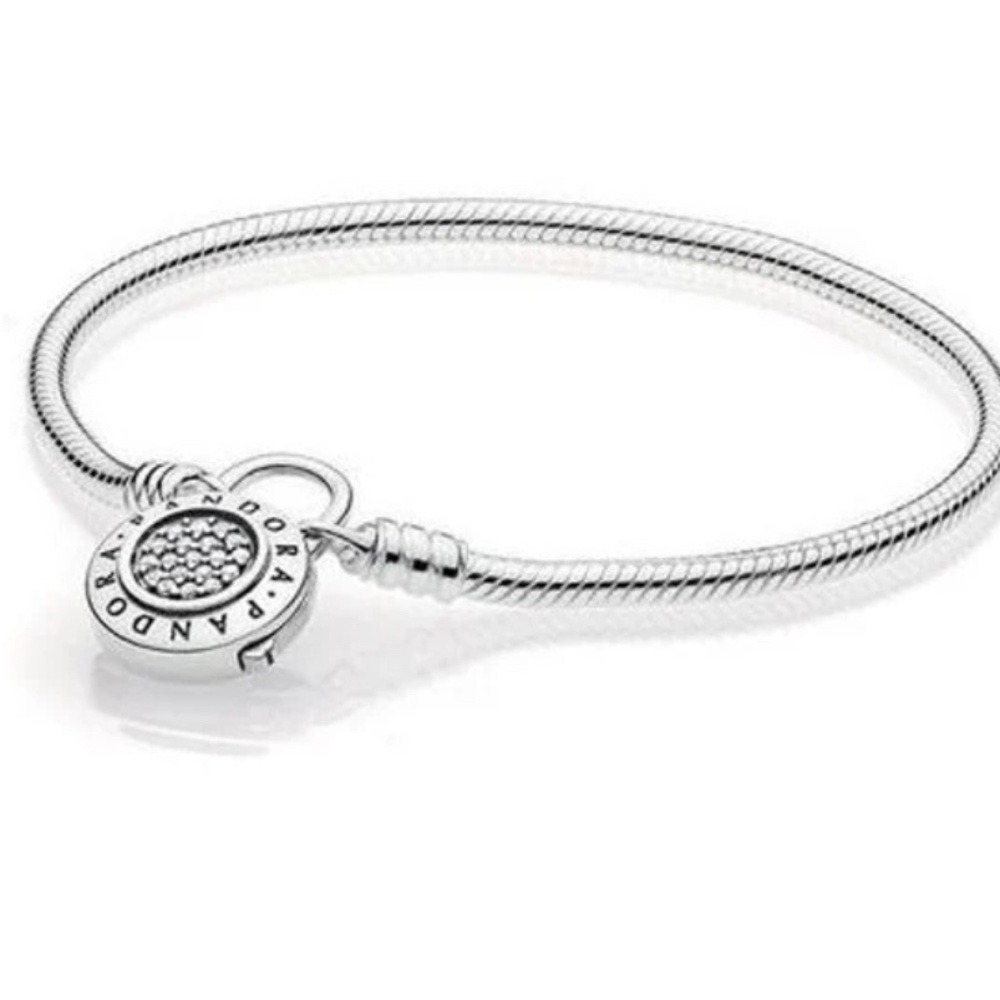 Pandora lock bracelet with gold charm